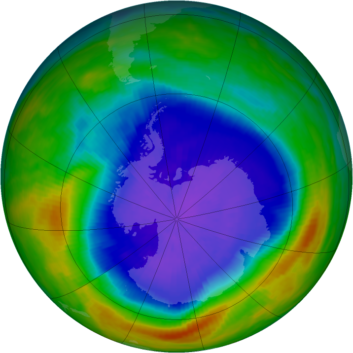 Antarctic ozone map for 05 October 1987